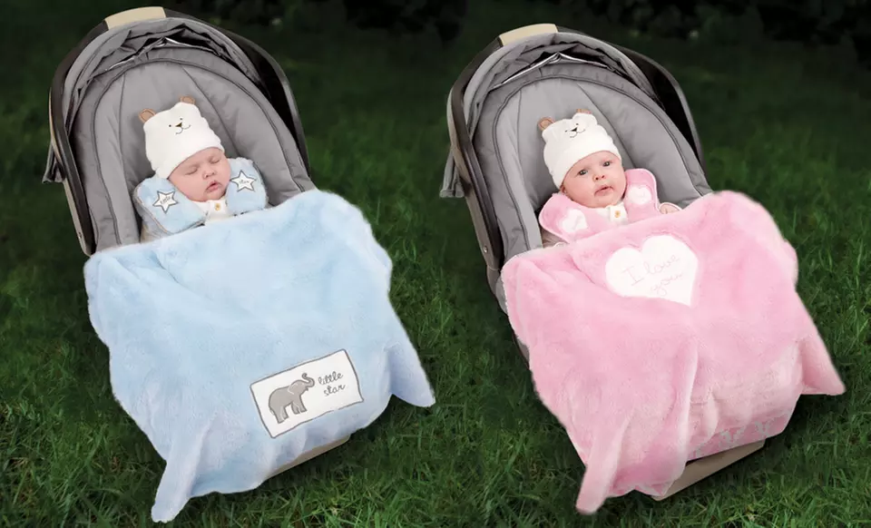 Wendy Bellissimo Baby-Blanket and Strap-Cover Set. Two Colors Available. - Primary Image