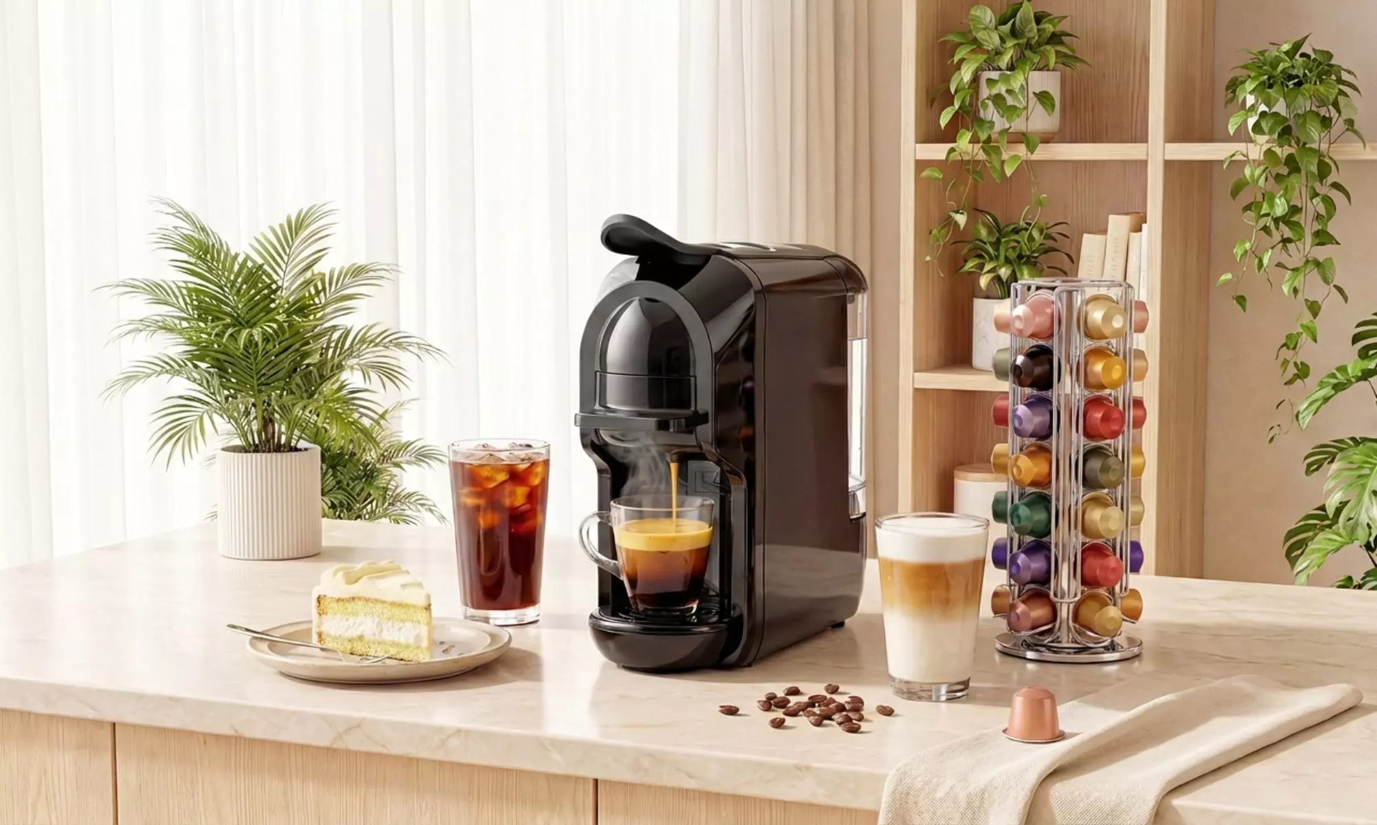 HOMCOM 19 Bar 1450W Capsule and Ground Coffee Maker in Black