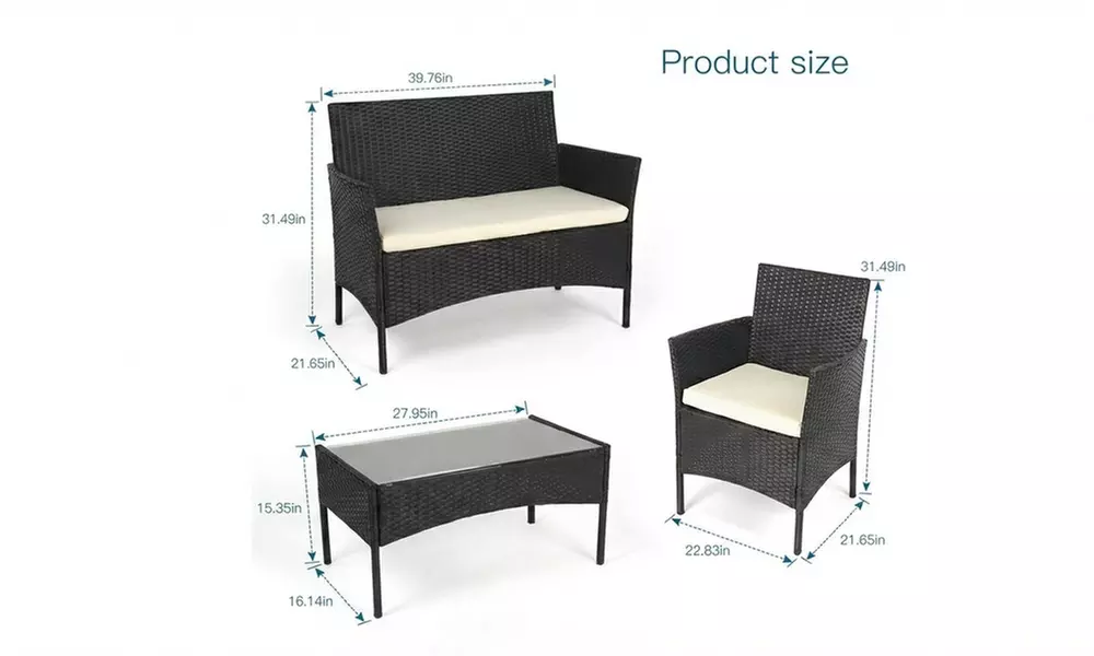 Four Seater Outdoor Garden Rattan Furniture Set