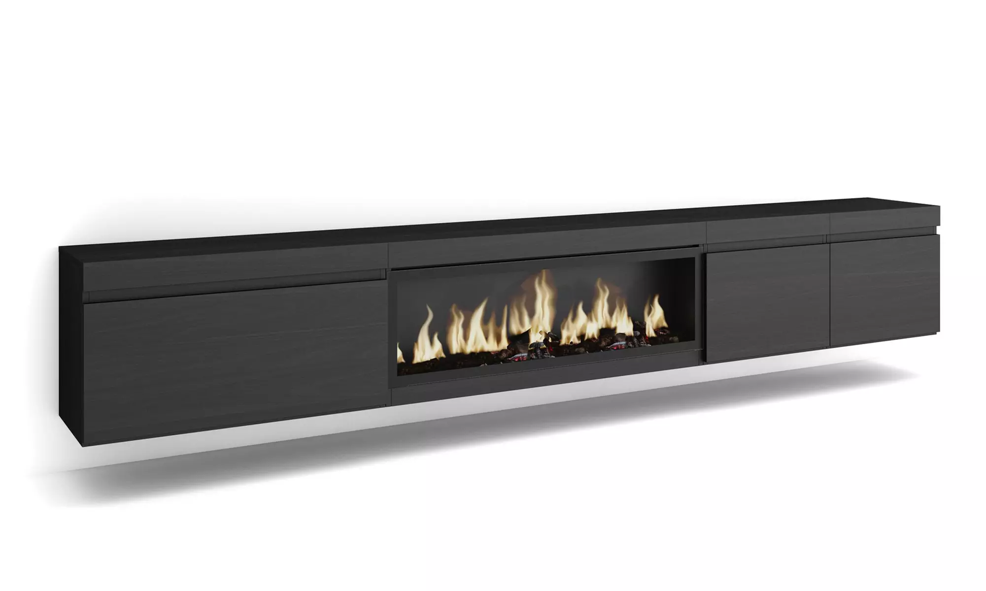 Hängender TV-Schrank 320 cm od. TV-Schrank 288 cm + elektrischer Kamin