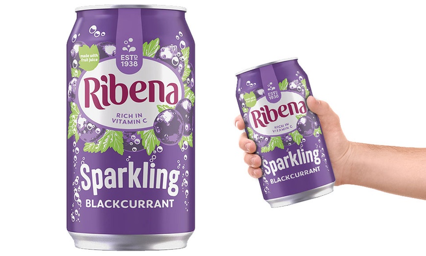 Image 4: 24 Cans of Ribena Blackcurrant Sparkling Juice Drinks 330ml