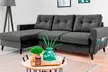 Bobochic Samt Sofa/Schlafsofa im Skandinavischen Stil mit Bettkasten & Kissen in Anthrazit – gestaltbar an den Ecken - Second Medium