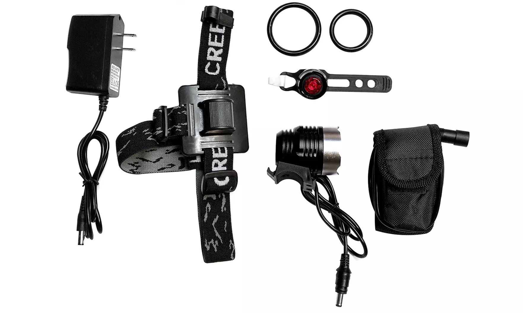 LED Concepts Rechargeable Super Bright Bike Head and Tail Light Set and Headset Combo with Waterproof Battery - Second Medium