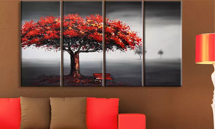 Forest and Nature Multi-Panel Textured Oil Painting on Canvas - Gallery Wrapped and Ready to Wall Hang  - Primary Image