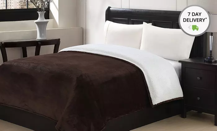 Chic Home Sherpa-Lined Flannel Blanket. Multiple Styles Available. Free Returns. - Primary Image