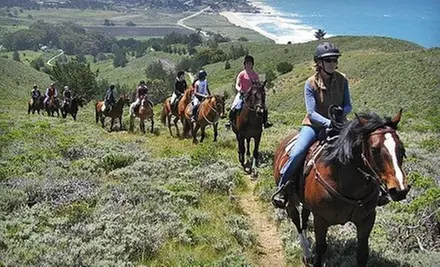 Two-Hour Horseback-Riding Session for Two or Four with Lesson and Trail Ride at Moss Beach Ranch (Up to 53% Off) - Primary Image
