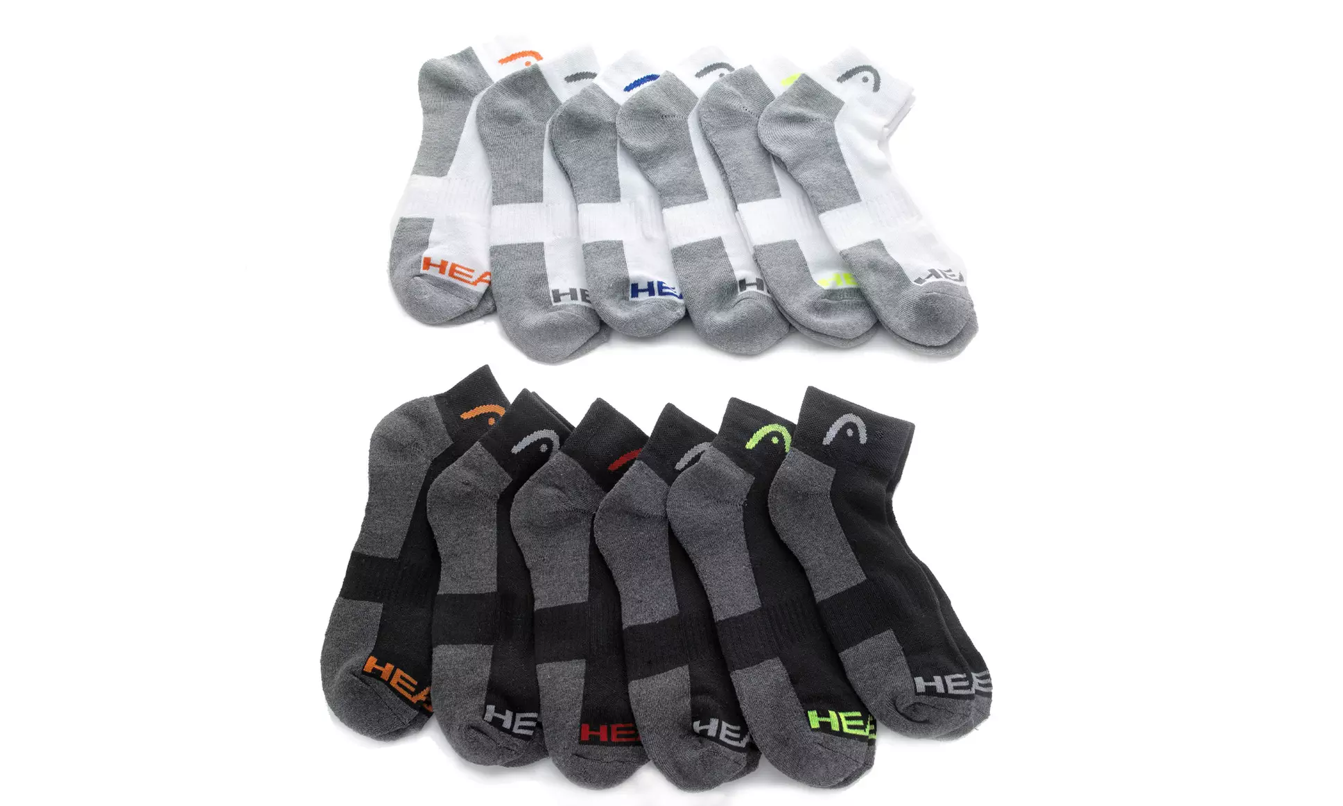 HEAD Men's No Show or Quarter Length Athletic Socks (12-Pack) - Second Medium