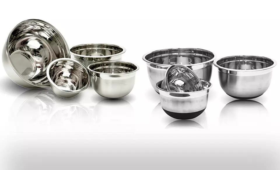 4-Piece Set of Stainless Steel Mixing Bowls. Multiple Options Available. Free Returns. - Primary Image