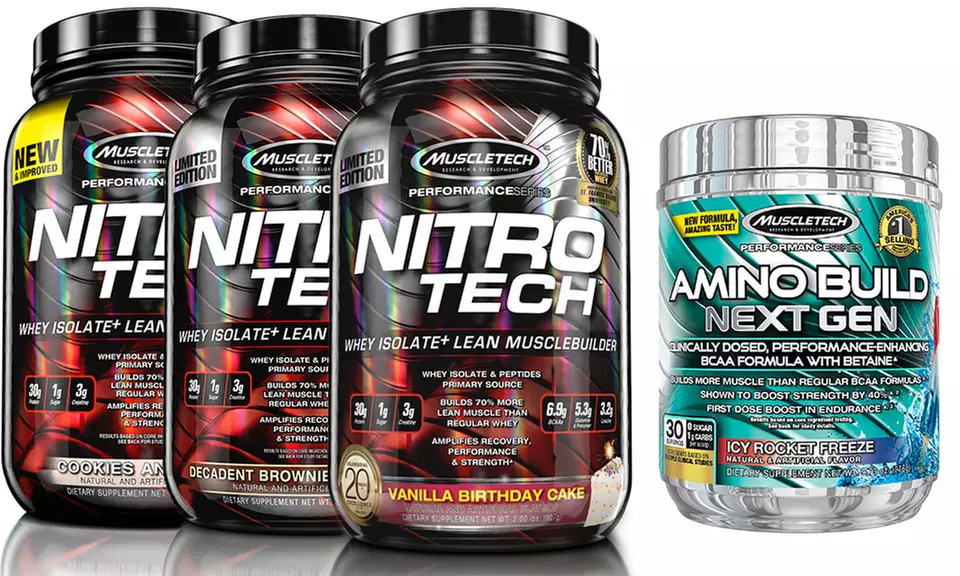 MuscleTech Nitro Tech and Amino Build Next Gen Supplements. Multiple Flavors Available. - Primary Image