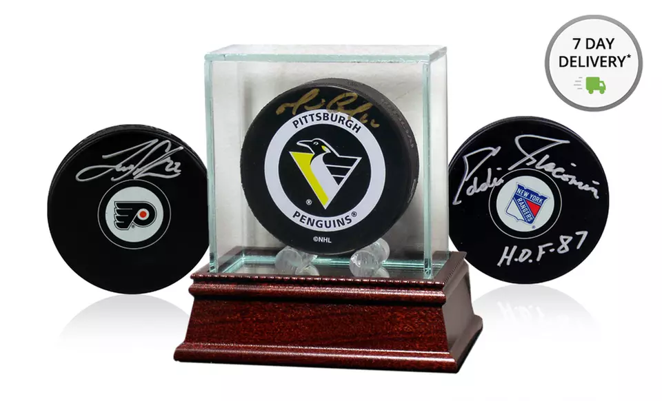 Autographed NHL Hockey Puck or Glass Display Case. Multiple Options Available from $16.99–$164.99. Free Returns. - Primary Image