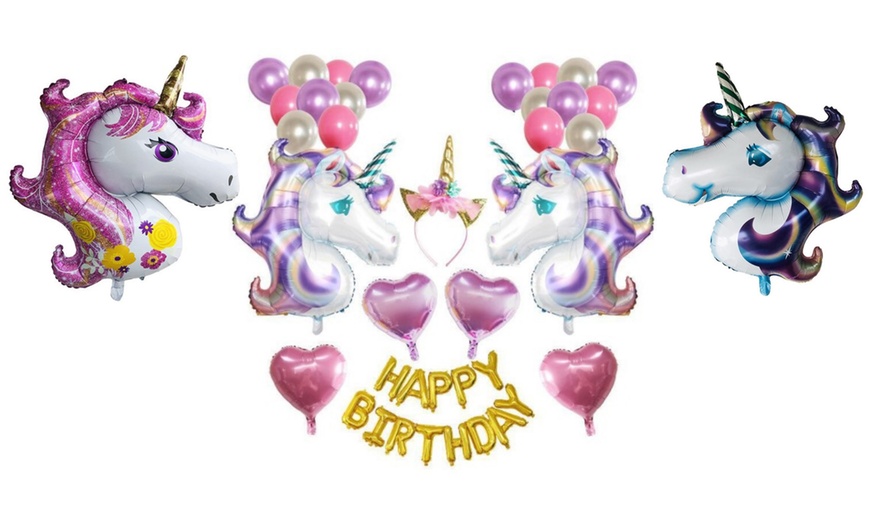 Image 1: Unicorn Balloon Party Set