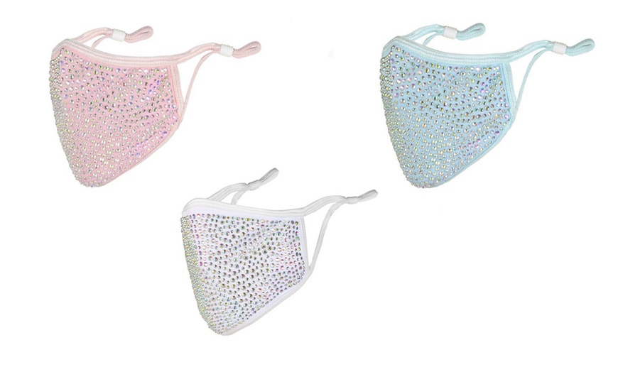 Image 11: One or Three Rhinestone Face Masks