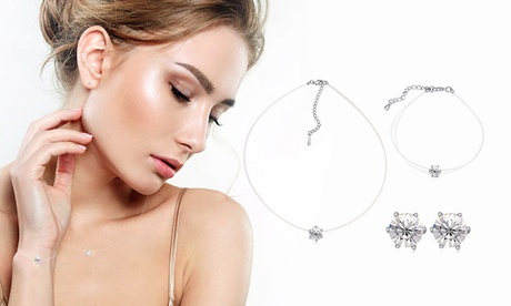 1 ou 2 ensembles BO, collier et bracelet Invisible orné de cristaux Swarovski®