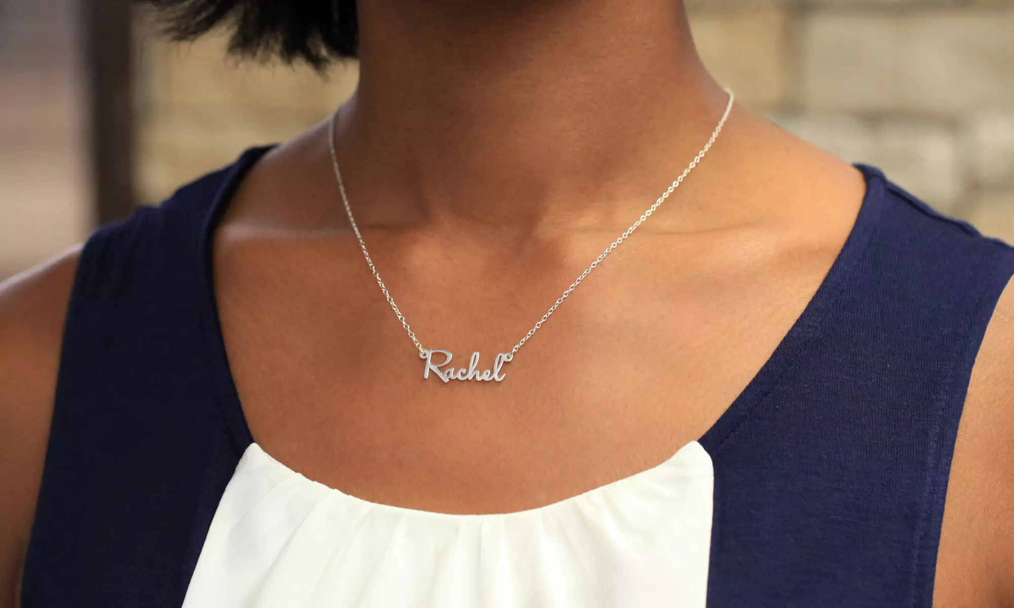 Personalized Mini Name Necklace in Sterling Silver from MonogramOnline.com. Multiple Options Available from $20–$24. - Second Medium