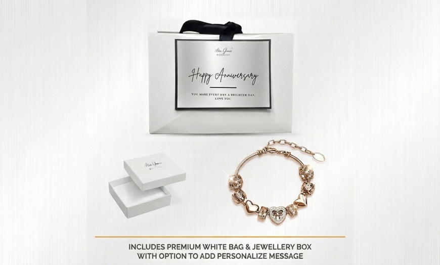 Image 14: Mia Grace Heart Charm Bracelet - 9 Charms with Austrian Crystals