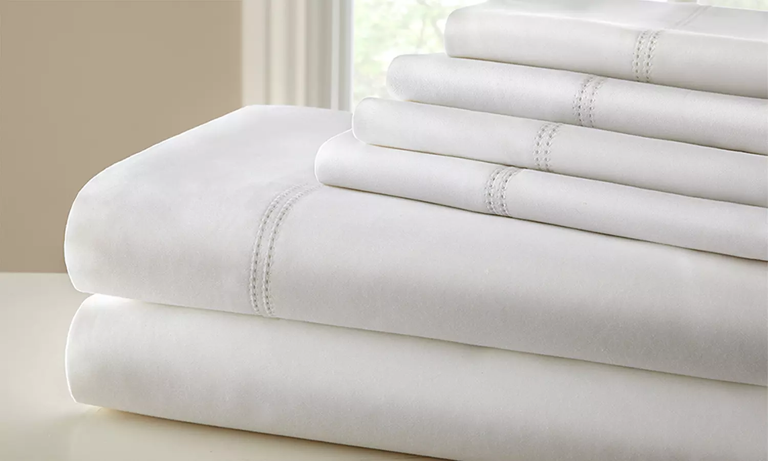 1000TC Cotton-Rich Double Hole Hem Sheet Set (6-Piece) - Second Medium