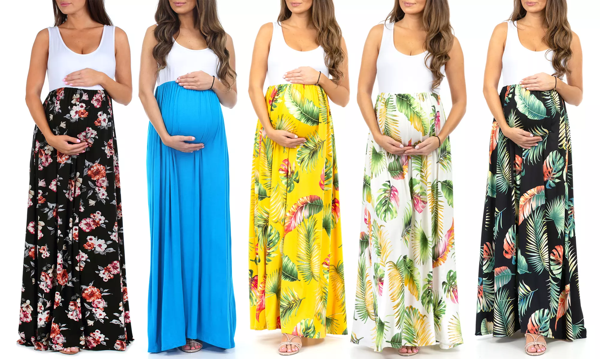 Women's Maternity Colorblock Ruched Maxi Dress - Primary Image