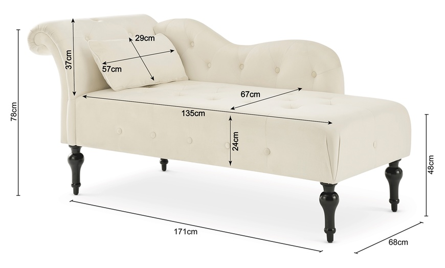 Image 16: Velvet Chaise Lounge Sofa 