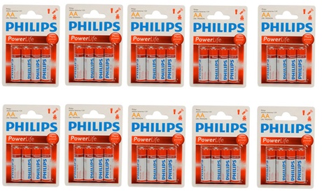 20 o 40 batterie stilo AA Alcaline Philips Power Life 1,5 V