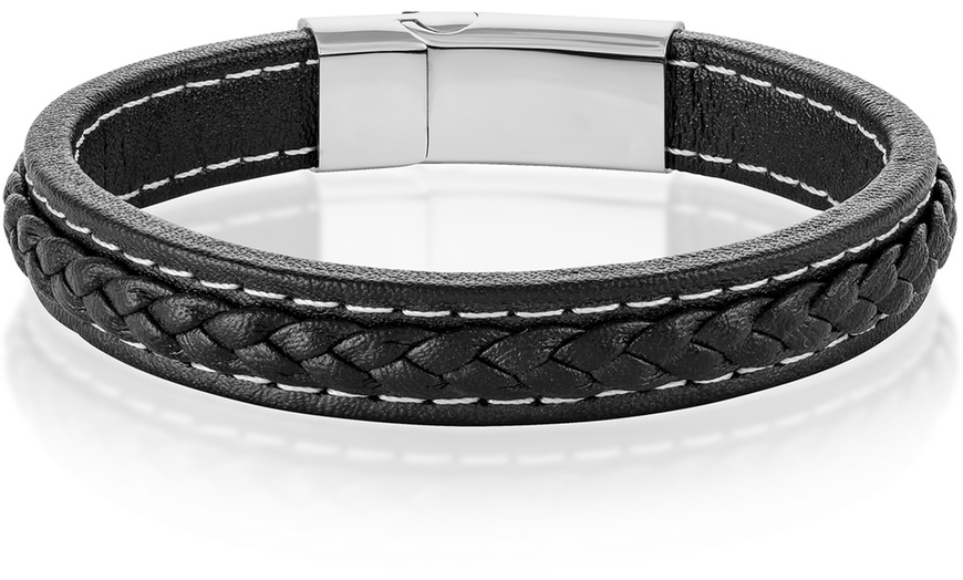 Image 3: Bracelet homme en cuir véritable