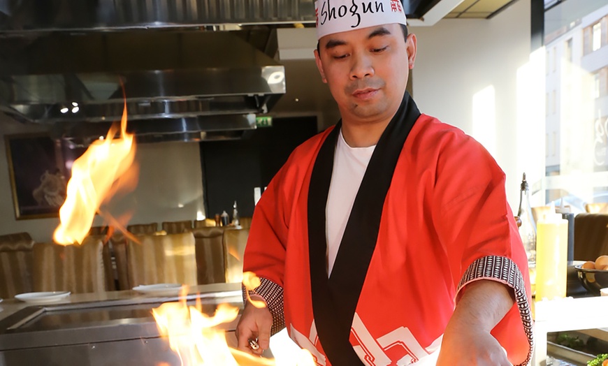 Image 1: 5 Course Theatrical Teppanyaki Experience with Live Cooking for 2 or 4