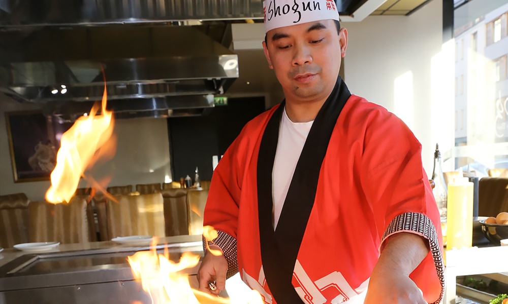 5 Course Theatrical Teppanyaki Experience with Live Cooking for 2 or 4