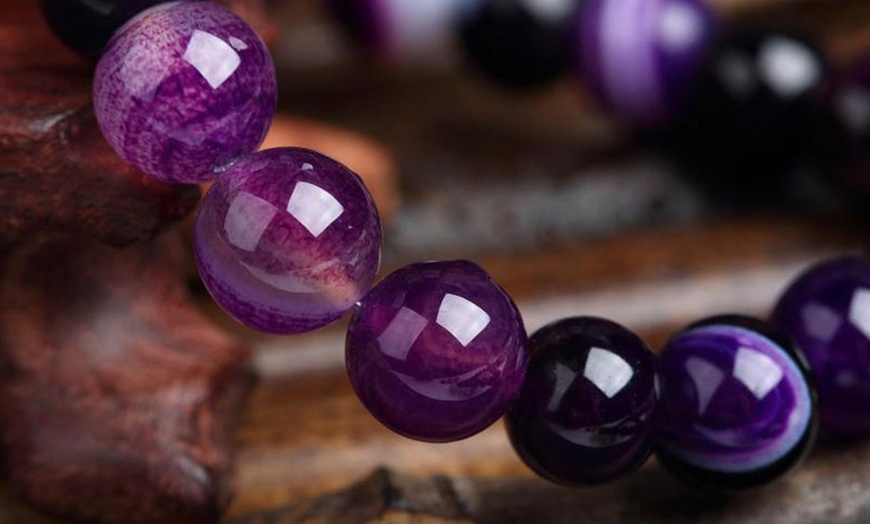 Image 4:  One or Two Violet Agate Stone Bracelets