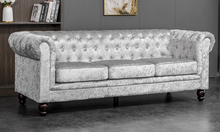 Image 15: Chesterfield Velvet Sofa Sets