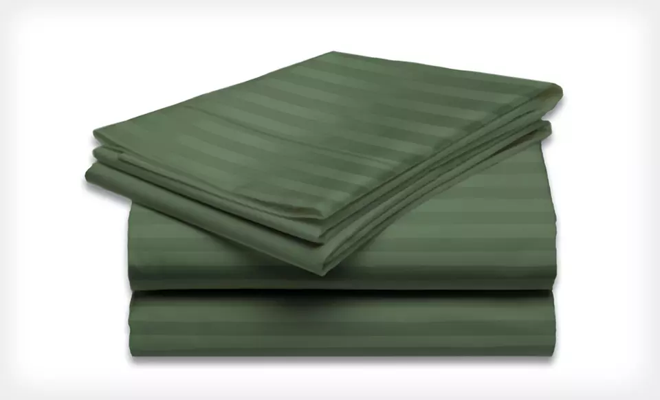 $16.99 for a Hotel New York Dobby-Stripe Microfibre Sheet Set ($60 List Price). Multiple Colours and Sizes Available. - Second Medium