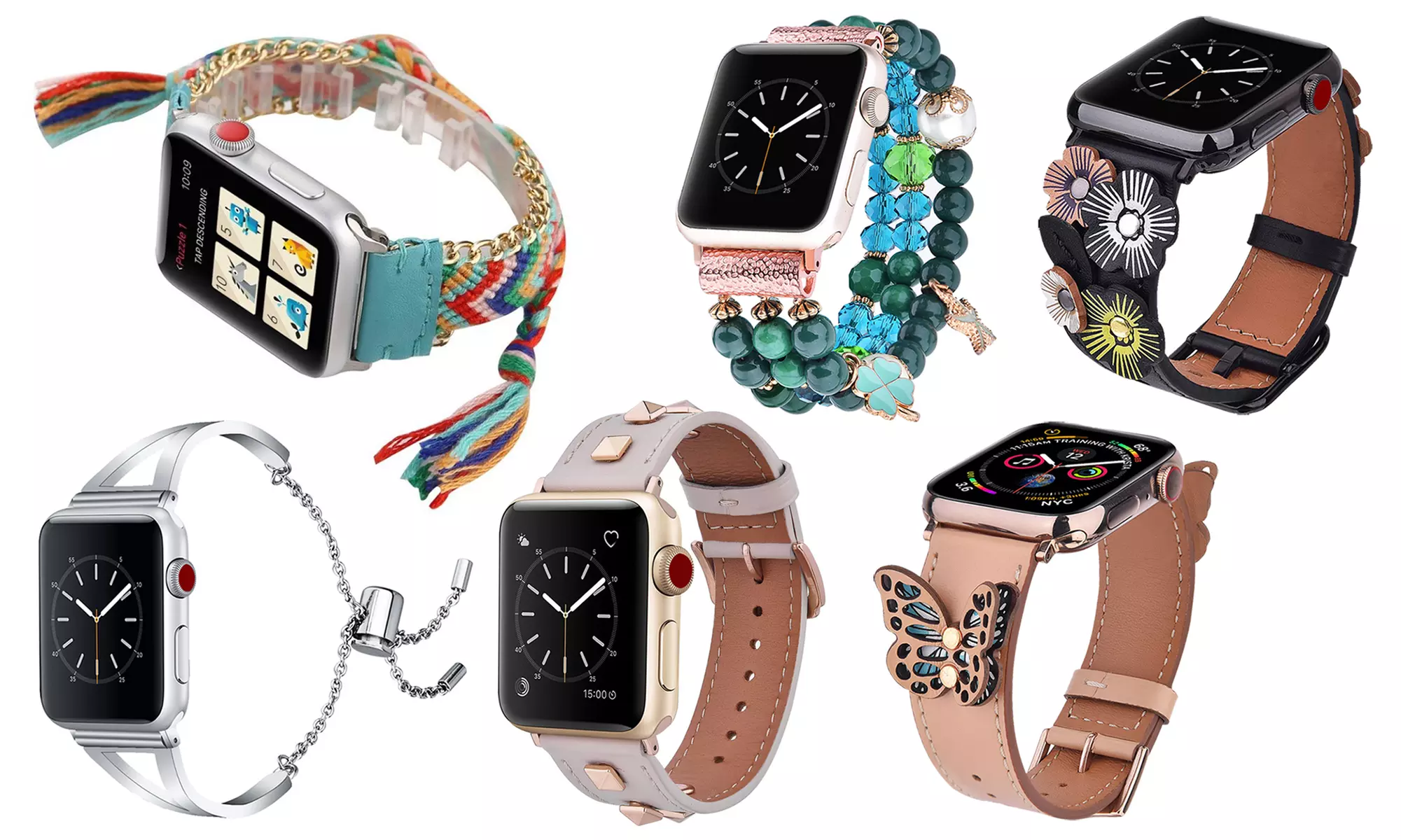 Bangle, Beaded, or Leather Band for Apple Watch Series 1, 2, 3, 4, 5 - Primary Image