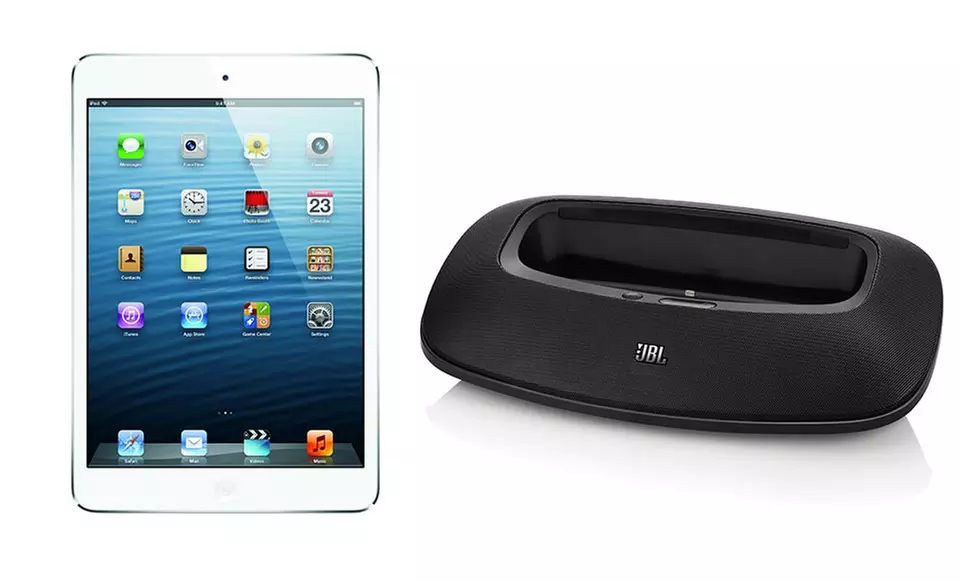 Apple iPad mini 64GB with WiFi and 4G (AT&T or Verizon) Bundled with JBL OnBeat Mini Speaker Dock. Free Returns. - Second Medium