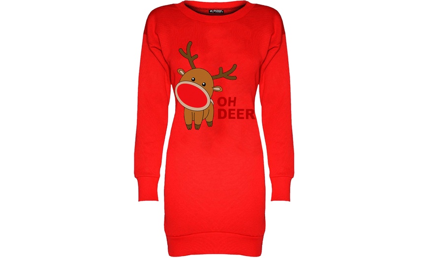 Image 5: Oops Christmas Print Baggy Sweatshirt Dress