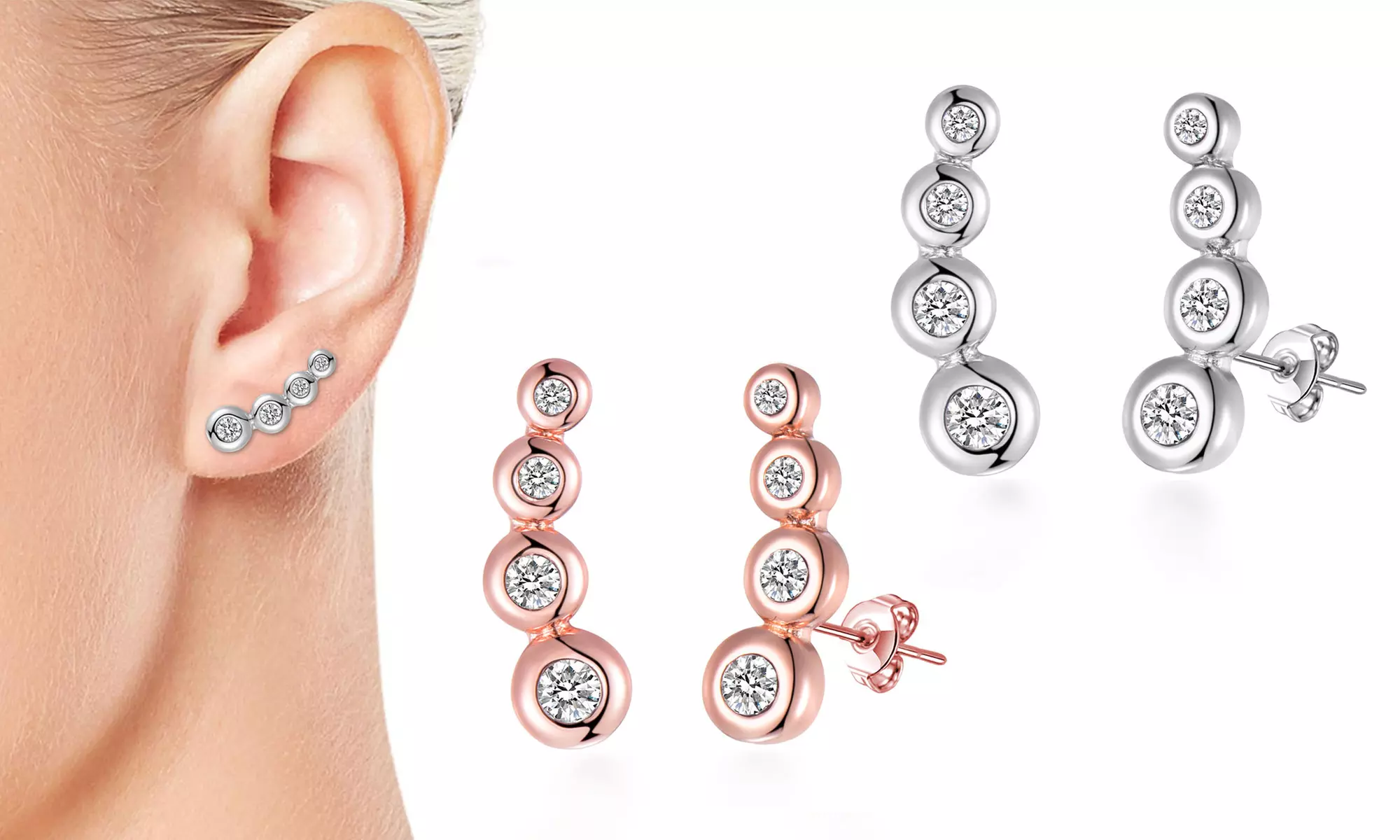 One or Two Pairs of Philip Jones Climber Earrings with Crystals from Swarovski® - Primary Image