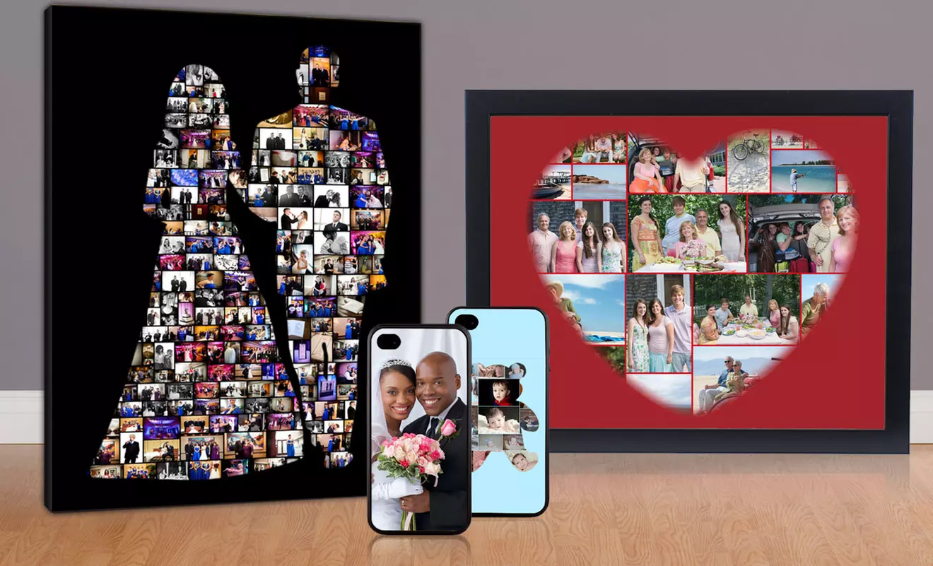 Custom Photo-Collage Phone Case, Canvas, or Fleece Blanket from Collage.com (Up to 62% Off). Free Shipping. - Primary Image