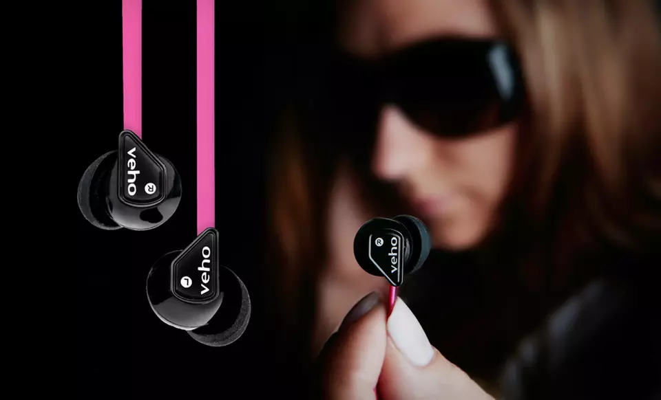 $9.99 for Veho Special Edition Pink Earbuds with Anti-Tangle Cord ($49.95 List Price). Free Returns. - Primary Image