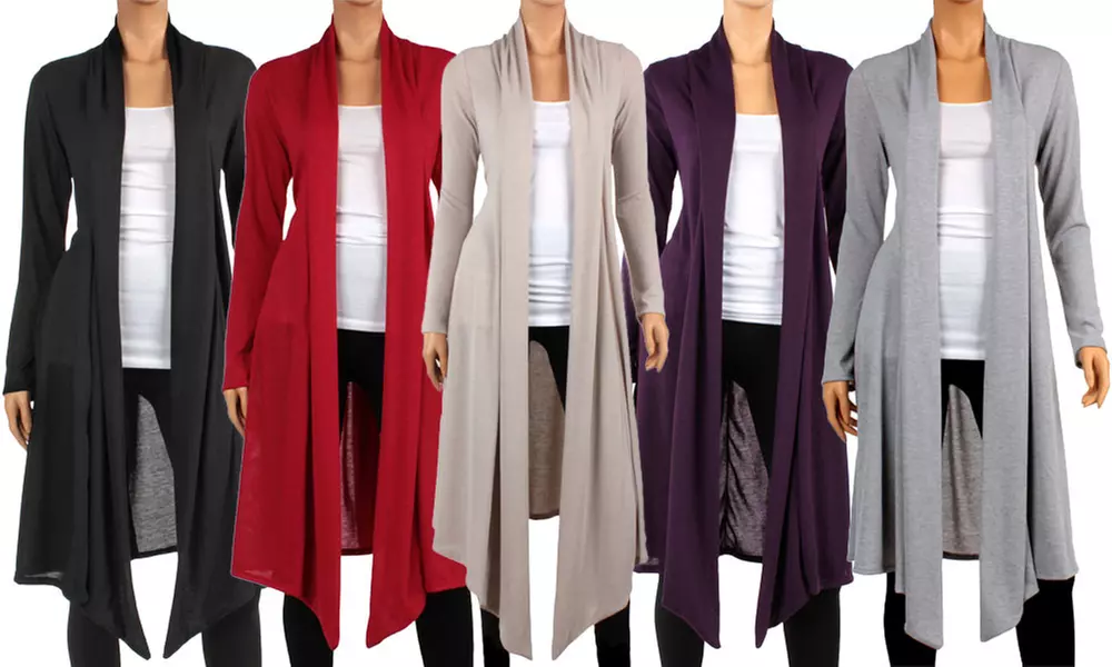 Women's Knee-Length Hacci Cardigan. Plus Sizes Available. - Primary Image