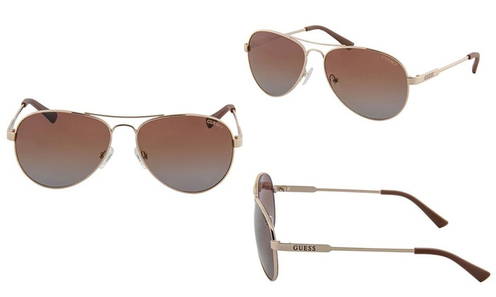 guess women's polarized aviator sunglasses