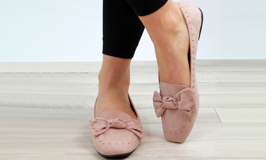 Image 11: Women's Studded Bow Loafers