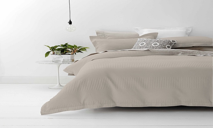 Jacquard Waffle Quilt Cover Set Groupon