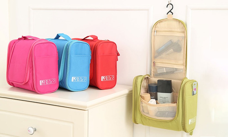 Image 2: One or Two Multi-Compartment Waterproof Toiletry Bags