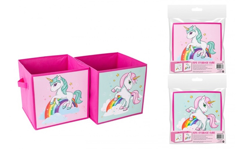 Image 4: One or Two Kids' Dinosaur or Unicorn Storage Cubes