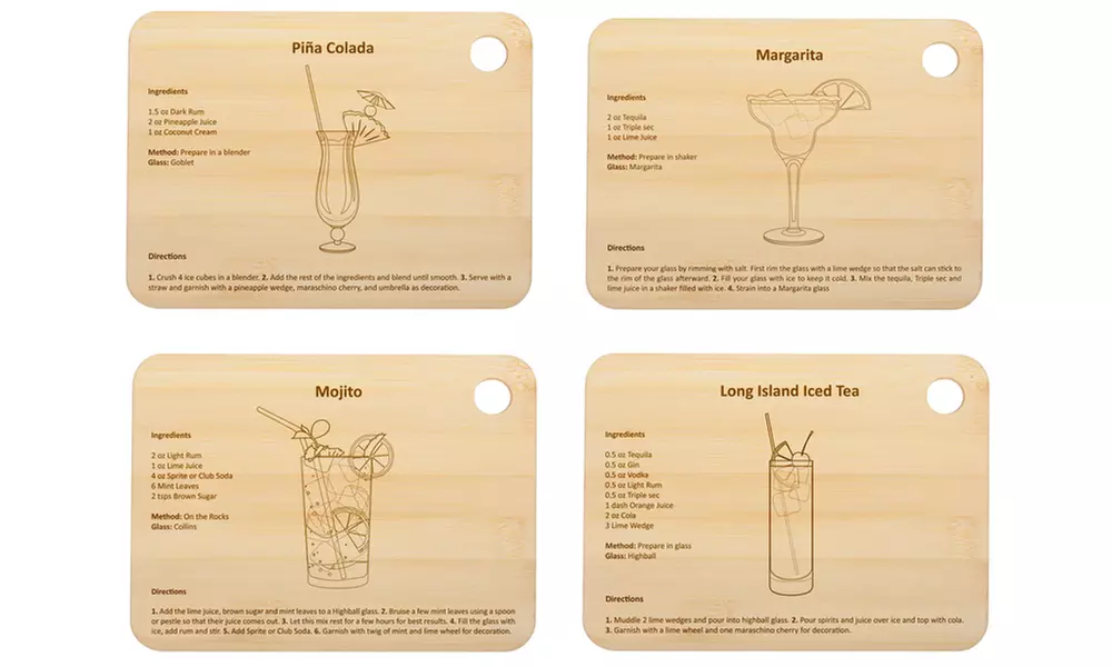 Cocktail Bamboo Cutting Boards (Set of 4) - Primary Image