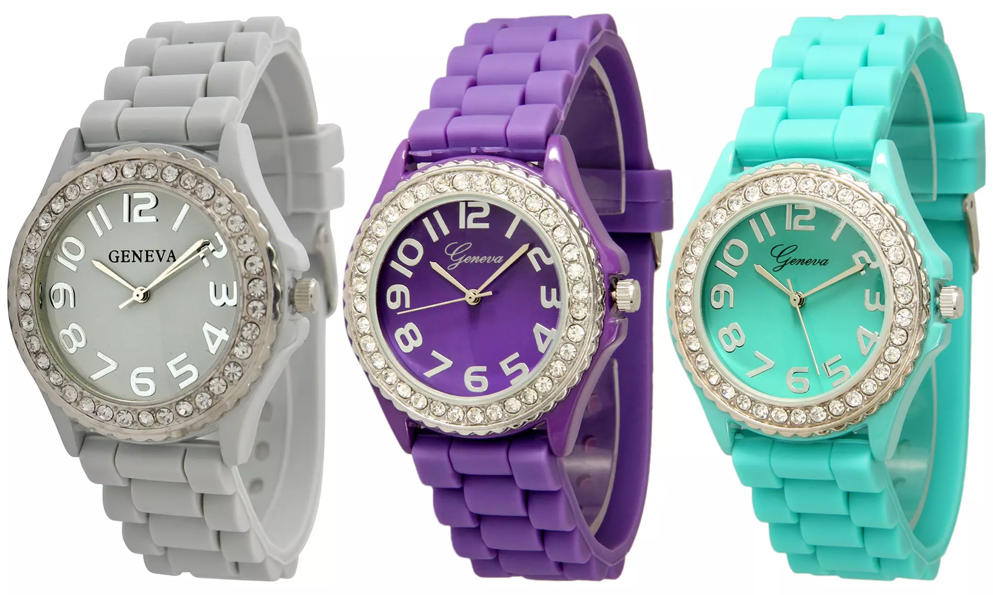 Geneva Women's Crystal-Embellished Silicone Watch - Primary Image