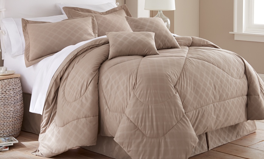 Hotel New York 6-Piece Embossed-Plaid Comforter Set | Groupon