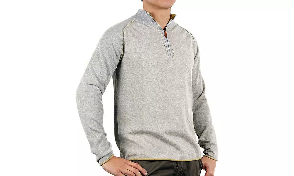 Zenfari Men's Tiger-Eye Half-Zip Sweater - Second Medium