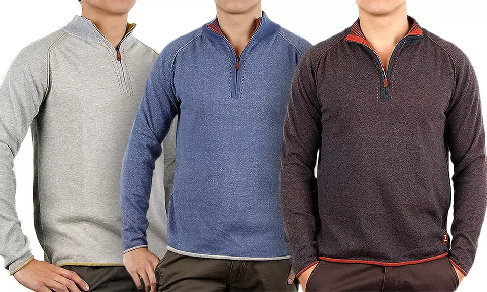 Zenfari Men's Tiger-Eye Half-Zip Sweater - Primary Image