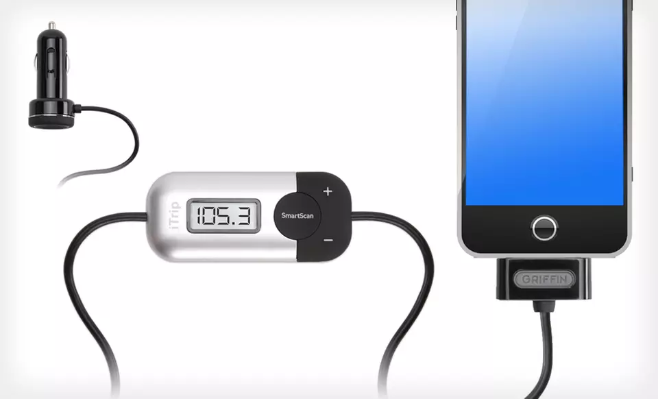 $9.99 for a Griffin iTrip Auto MFI-Licensed Car Charger with FM Transmitter ($59.99 List Price). Free Returns. - Primary Image