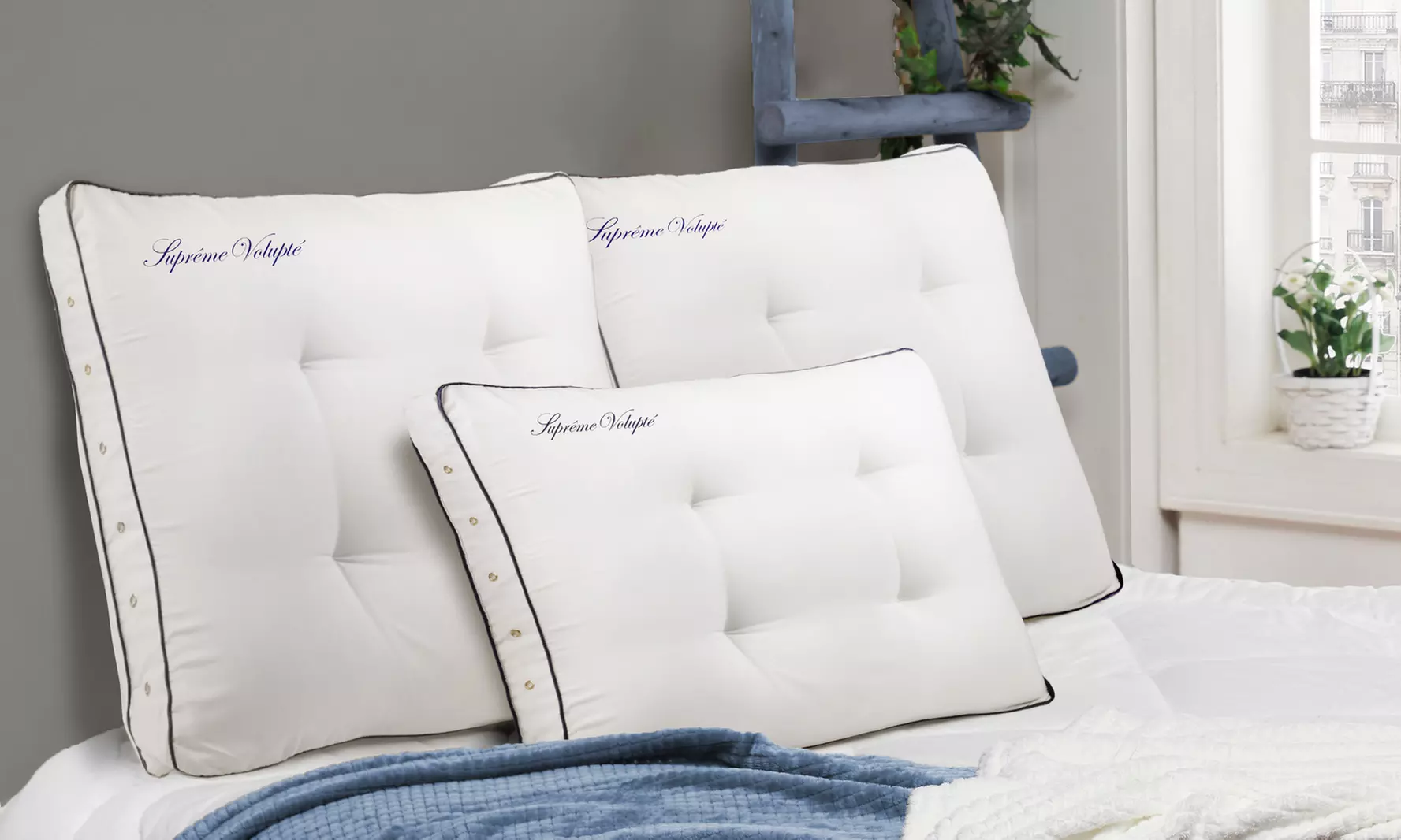 Oreillers Suprême Volupté mémoire de forme et ressorts ensachés, coutil 100% coton, garnissage triple épaisseur, Sampur - Primary Image