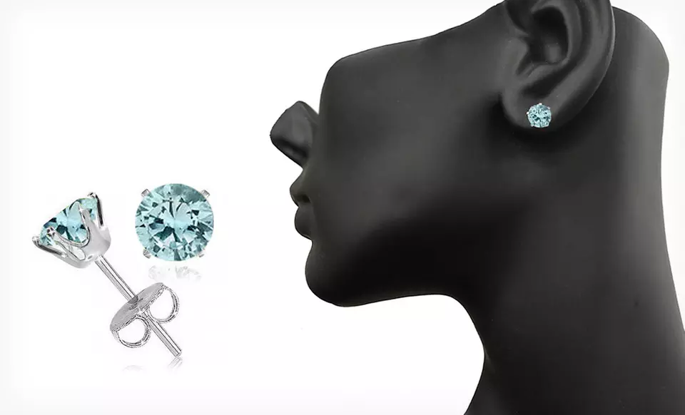 $8.99 for March Birthstone Simulated-Aquamarine Stud Earrings ($75 List Price). Free Returns. - Primary Image