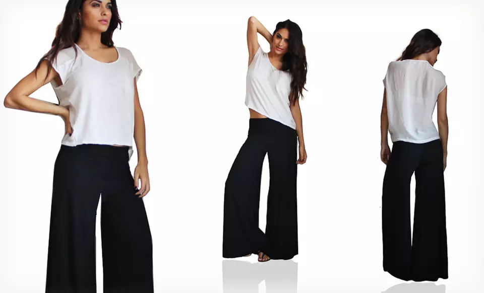 $24.99 for Women's Palazzo Pants in Black or Khaki ($59 List Price). Free Shipping and Returns. - Primary Image